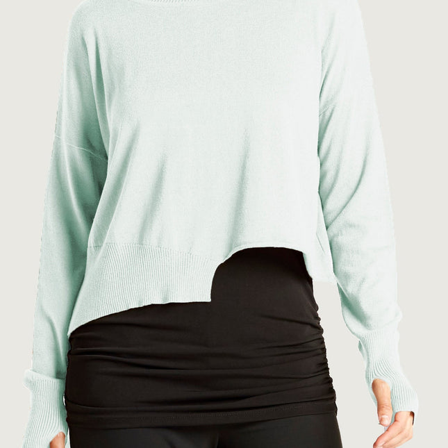 Pima Cotton Mini Knit Crewneck Sweater - Mint