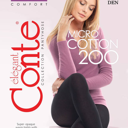 Conte Microcotton 200 Den - 68% Cotton Warm Opaque Women's Tights (18С-70СП)