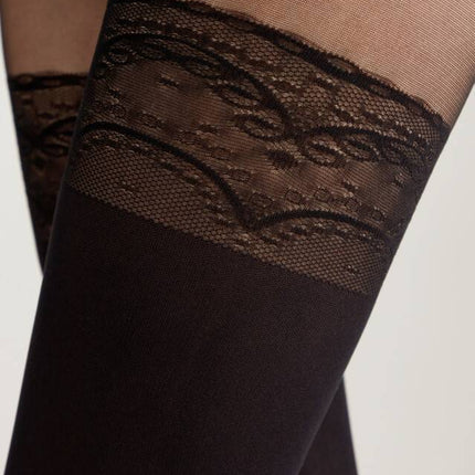 Conte (Poland) Delight 50 Den - Fantasy Women's Tights "imitation stockings with openwork slimming panties" (16S-129/1SP)