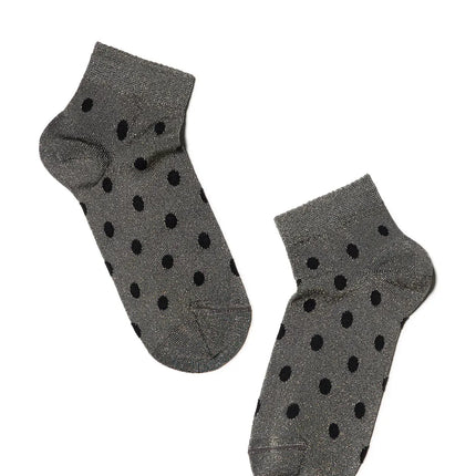 Conte Active #19S-61SP(155) - 1 pair Cropped Viscose Women's Socks (with metallic lurex shimmer and a polka-dot pattern)