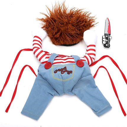 Striped Harness Pants For Dogs And Cats Fun Harness With Knife For Halloween 3-piece Set