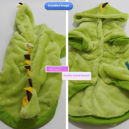 Halloween Crossdressing Little Dinosaur Double-sided With Velvet Thermal Hooded Sweatshirt