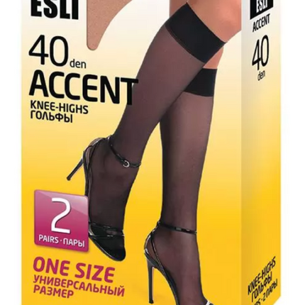 Conte/Esli Accent 40 Den - Tight Knee-Highs For Women - 2 Pairs (Pack) (8С-2СПЕ)