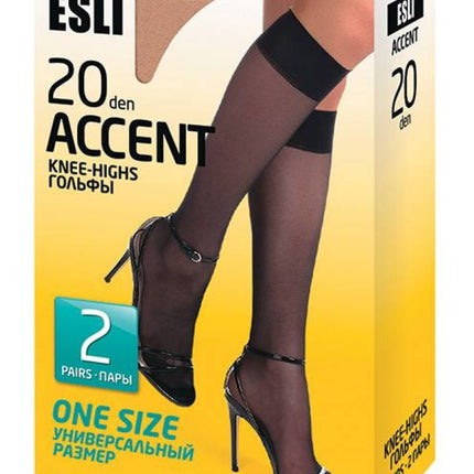 Conte/Esli Accent 20 Den - Thin Knee-Highs For Women - 2 Pairs (Pack) (8С-3СПЕ)