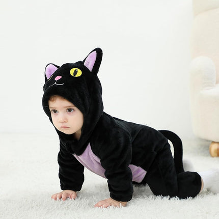 Black Cat Costume for Toddler Baby Girl Boy Halloween Costumes Fuzzy Warm Fall Winter Clothes Halloween Cats Outfit