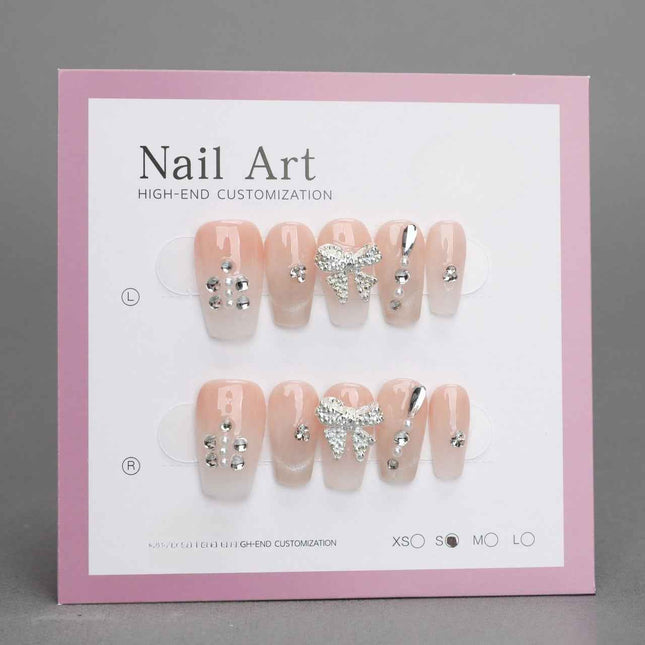 Short Butterfly Rhinestone Nails