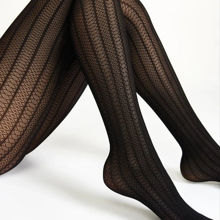 Conte Lacy Line 30 Den - Fantasy Women's Tights with openwork pattern and vertical stripes (22S-134SP)