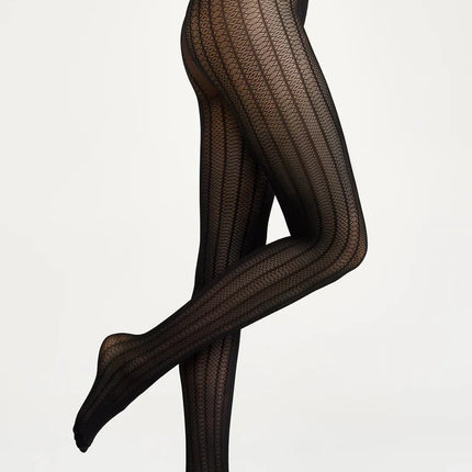 Conte Lacy Line 30 Den - Fantasy Women's Tights with openwork pattern and vertical stripes (22S-134SP)