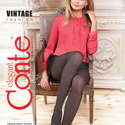 Conte Vintage 70 Den - Fantasy Mélange Women's Tights with mesh pattern (14С-95СП)