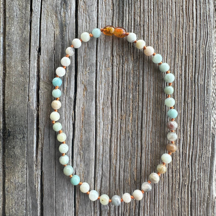 Natural Amazonite Gemstone || Beaded Necklace