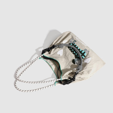 Large Capacity hobo bag with Embroidered Dog pattern, Shoulder bag Nylon, Shoulder shoulder Bag, Commuter hobo Bag Female