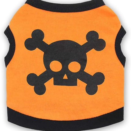 Dog Vest Skull Bones Halloween Cosplay Dog Tank Top Colour Blocking Stretch Cats Costumes