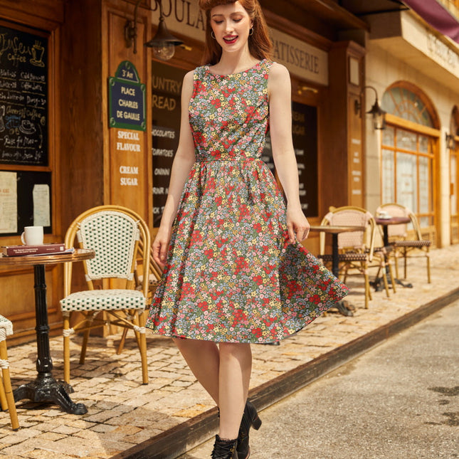 Colorful Floral Vintage Dress - 4X only, 1 left!
