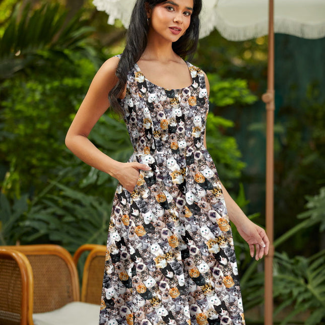 Realistic Cats Fit & Flare Dress