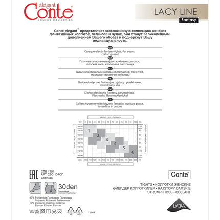 Conte Lacy Line 30 Den - Fantasy Women's Tights with openwork pattern and vertical stripes (22S-134SP)