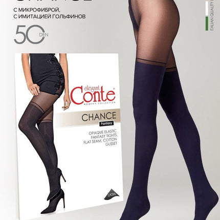 Conte Chance 50 Den - Fantasy Opaque Women's Tights with Imitation Golfs (16S-136SP)