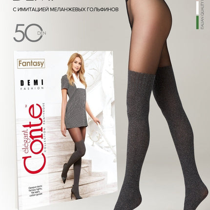 Conte Demi 50 Den - Fantasy Opaque Women's Tights with Imitation Mélange Golfs (13S-71SP)