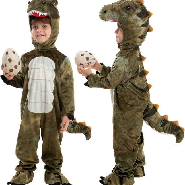 Realistic T-rex Costume Outfit Dinosaur Jumpsuit with Egg for Kids Toddler Halloween Dress-up Party - Dashing Nova
