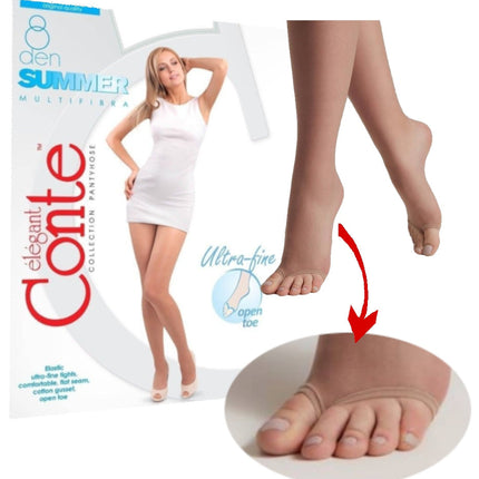 Conte(Poland) Summer 8 Den Open Toe - Ultra-Thin Women's Pantyhose (14S-31SP)