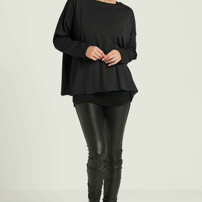 Pima Cotton Luxury Boxy T-Shirt - Black