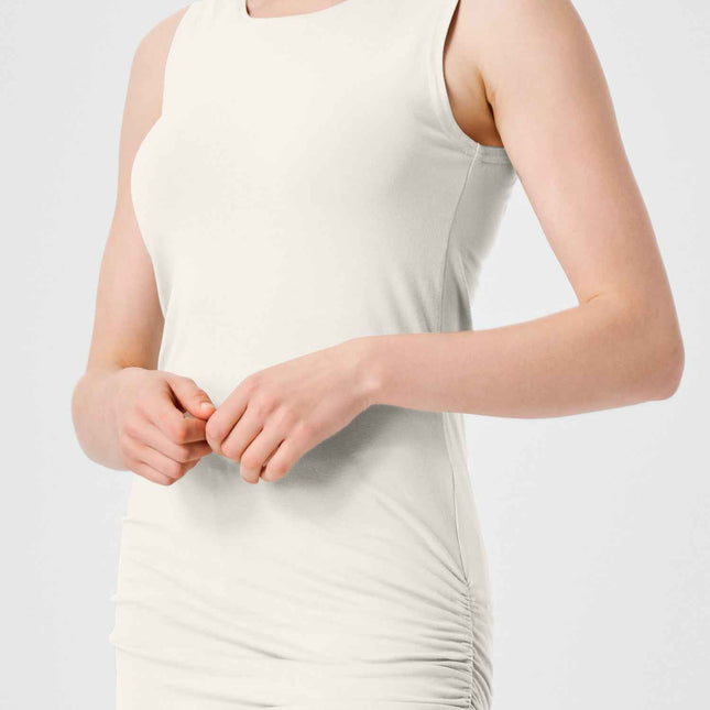 Cotton Lycra Ruche Tank - Vanilla