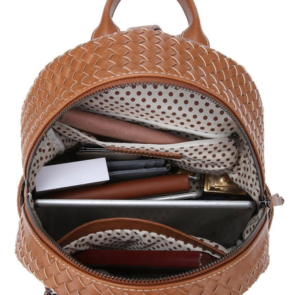 Woven backpack purse for women beige 2068 BR