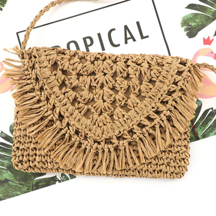 Sofia Foldover Straw Crossbody Bag
