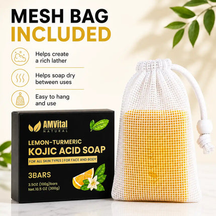 AMVital Lemon Turmeric Kojic Acid Soap Bar - Dashing Nova