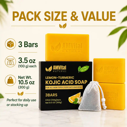 AMVital Lemon Turmeric Kojic Acid Soap Bar - Dashing Nova