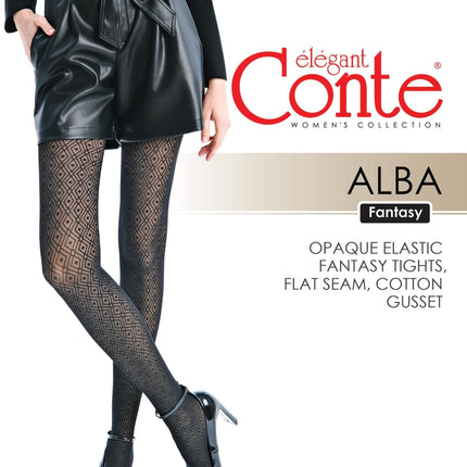 Conte Alba 50 Den - Fantasy Women's Tights with Geometric Diamond Pattern (23S-146SP)