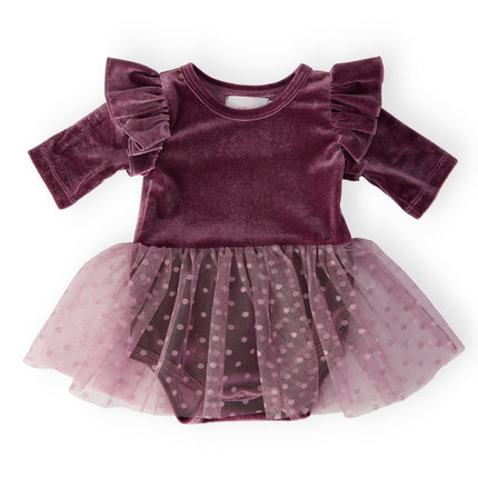 Amethyst Velvet Tutu Bodysuit