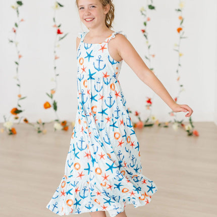 Anchors Away Ruffle Maxi Dress