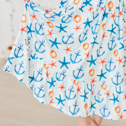 Anchors Away Ruffle Maxi Dress