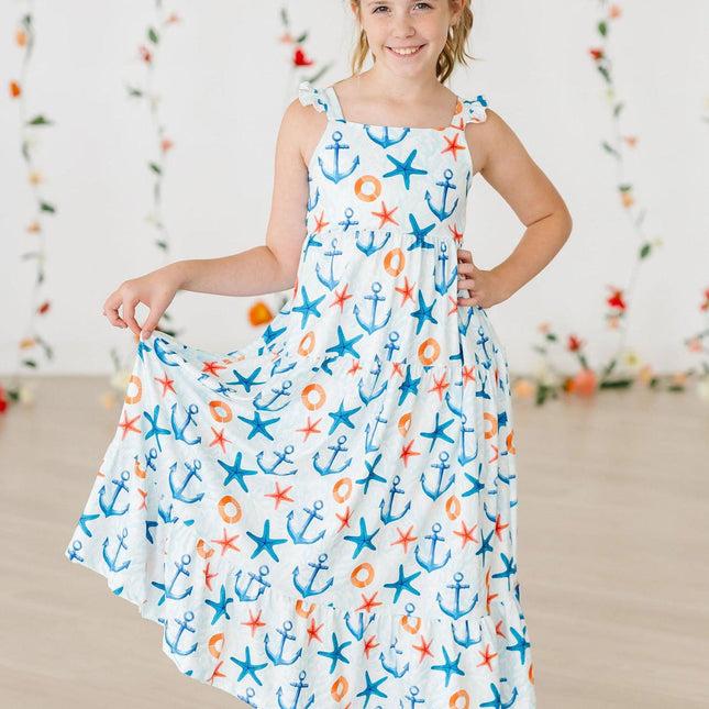 Anchors Away Ruffle Maxi Dress - Dashing Nova