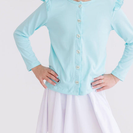 Aqua Ruffle Cardigan