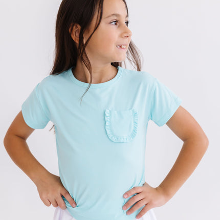 Aqua Ruffle Pocket Tee