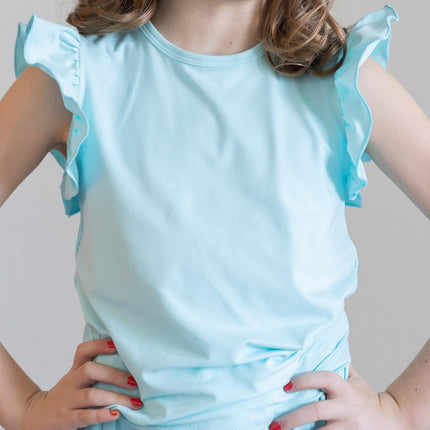 Aqua S/S Ruffle Tee