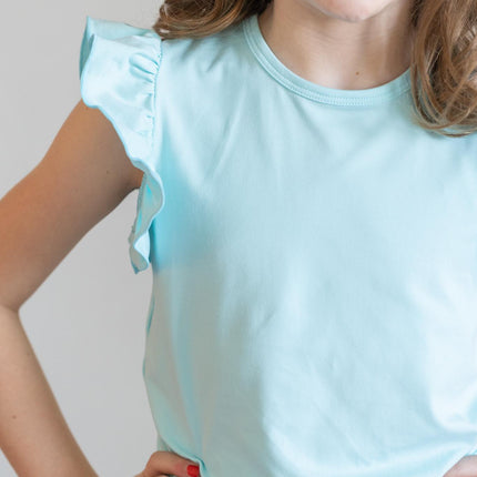 Aqua S/S Ruffle Tee