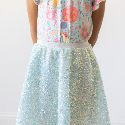 Aqua Sequin Twirl Skort