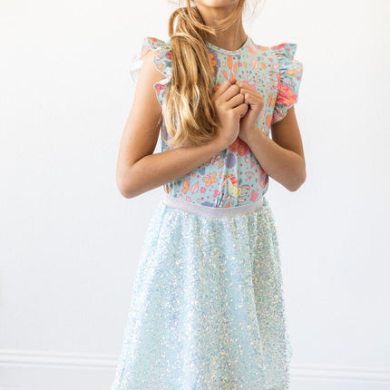 Aqua Sequin Twirl Skort