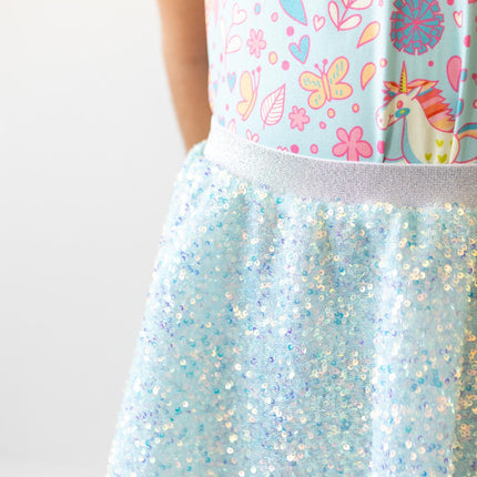 Aqua Sequin Twirl Skort