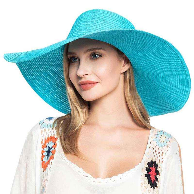 Women's Solid Floppy Straw Sun Hat