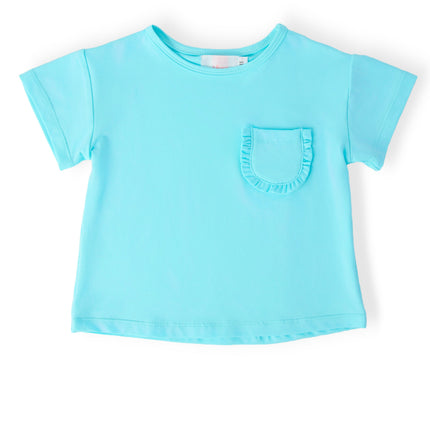 Aqua Ruffle Pocket Tee