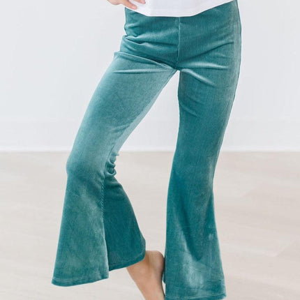 Aquamarine Ribbed Velvet Bells