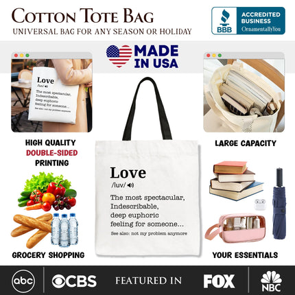 Love Not My Problem Anymore Definition Canvas Tote Bag, Sarcastic Gift Shopper for Exes - Dashing Nova