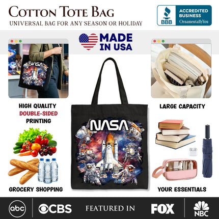Artistic NASA Handcrafted Tote Bag, Astronaut in Outer Space with the Planets Gift Shopper - Dashing Nova