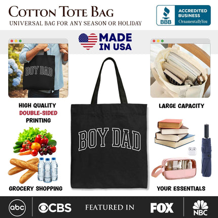 Boy Dad Varsity Tote Bag, Father's Day Gift Shopper