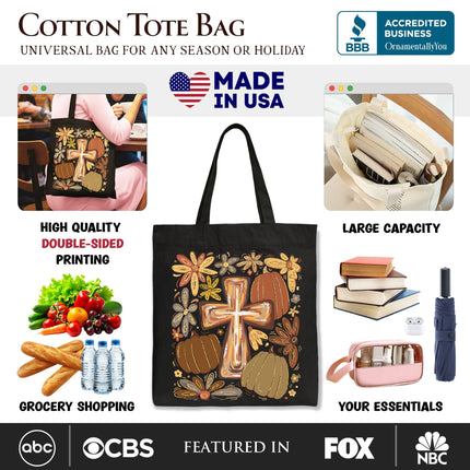Fall Blessings Tote Bag, Autumn Christian Faith Gift Shopper - Dashing Nova