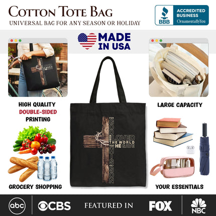 God Gave His Only Son Cross Tote Bag, Christian John 3:16 Faith Gift Shopper - Dashing Nova