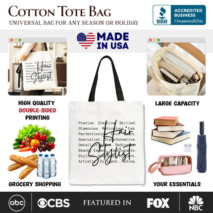 Hair Stylist Definition Canvas Tote Bag, Beauty Salon Appreciation Words Gift Shopper - Dashing Nova